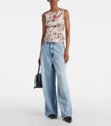 Ganni Floral ruched satin top | Thumbnail 2