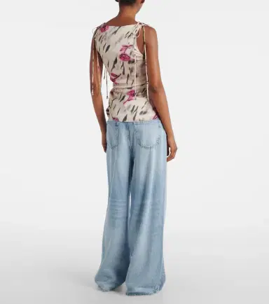 Ganni Floral ruched satin top | Thumbnail 3