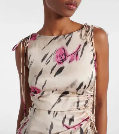 Ganni Floral ruched satin top | Thumbnail 5