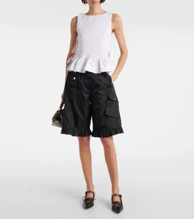 Ganni Shirred cotton top | Thumbnail 2 Ganni Shirred cotton top | Thumbnail 2
