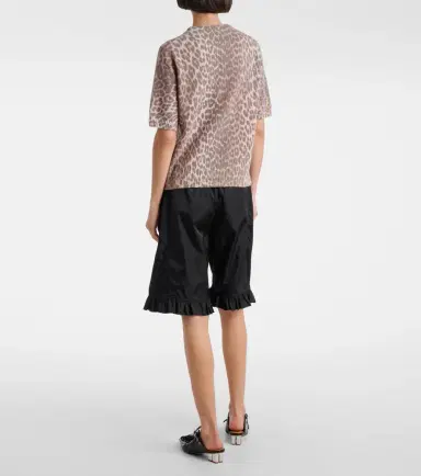 Ganni Logo leopard-print wool-blend top | Thumbnail 5