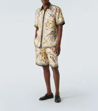 Dolce & Gabbana Printed silk twill bowling shirt | Thumbnail 4