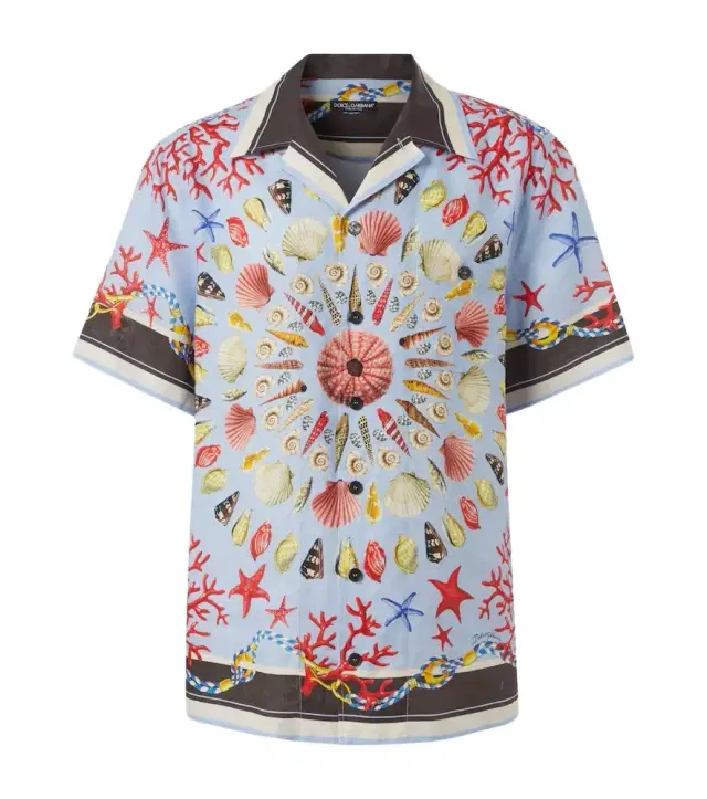 Dolce & Gabbana Printed linen canvas bowling shirt
