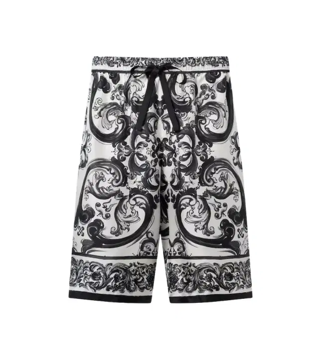 Majolica silk twill shorts