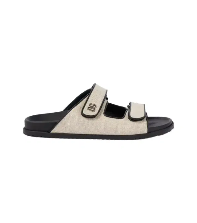 DG leather-trimmed canvas sandals