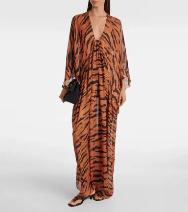 ADRIANA DEGREAS x Sabine Getty printed silk kaftan | Thumbnail 2