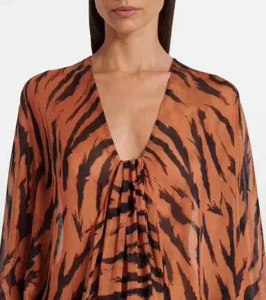 ADRIANA DEGREAS x Sabine Getty printed silk kaftan | Thumbnail 3