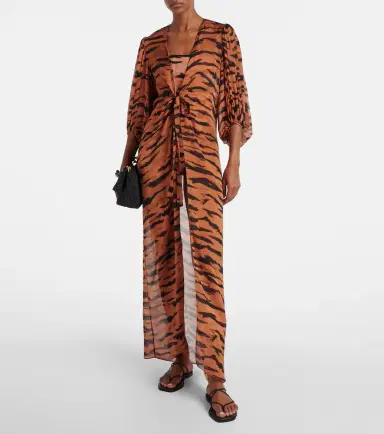ADRIANA DEGREAS x Sabine Getty printed silk kaftan | Thumbnail 2