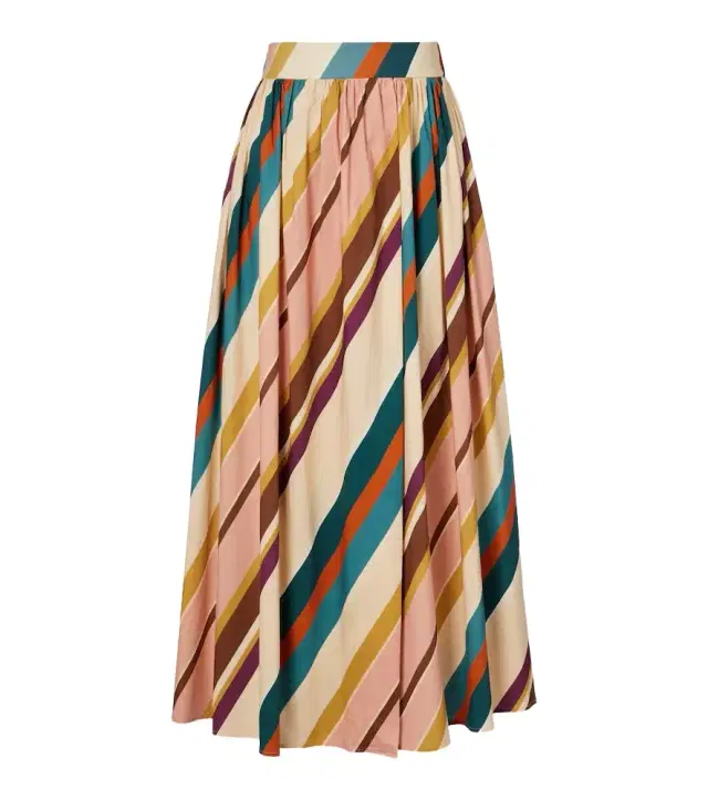 ADRIANA DEGREAS Striped cotton-blend maxi skirt