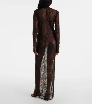 ADRIANA DEGREAS Sheer lace maxi dress | Thumbnail 4