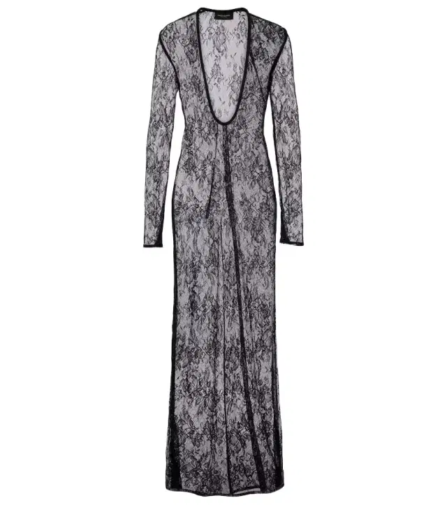 ADRIANA DEGREAS Sheer lace maxi dress