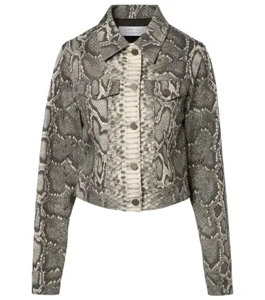 Gabriela Hearst Bronte snake-print cropped denim jacket | Thumbnail 1 Gabriela Hearst Bronte snake-print cropped denim jacket | Thumbnail 1