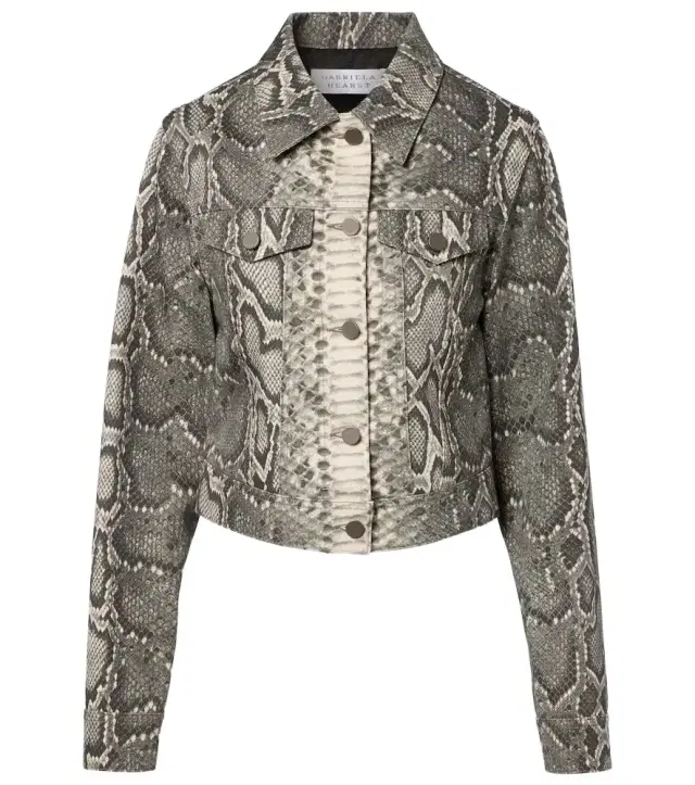 Gabriela Hearst Bronte snake-print cropped denim jacket