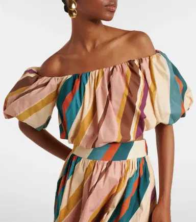 ADRIANA DEGREAS Striped off-shoulder cotton-blend crop top | Thumbnail 3 ADRIANA DEGREAS Striped off-shoulder cotton-blend crop top | Thumbnail 3