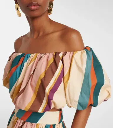 ADRIANA DEGREAS Striped off-shoulder cotton-blend crop top | Thumbnail 4 ADRIANA DEGREAS Striped off-shoulder cotton-blend crop top | Thumbnail 4