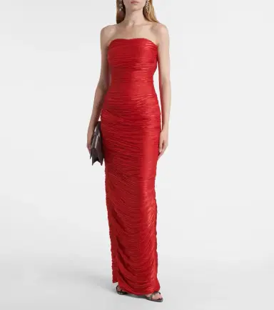 Marmar Halim Caped pleated bustier gown | Thumbnail 2
