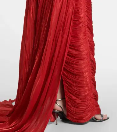 Marmar Halim Caped pleated bustier gown | Thumbnail 3
