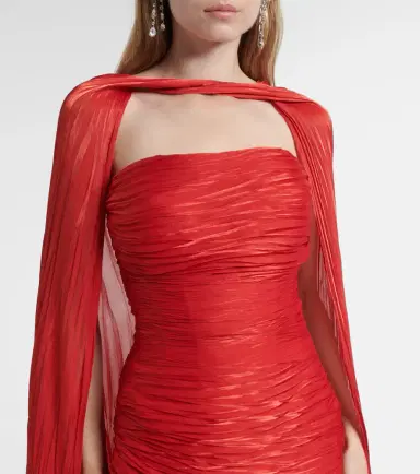 Marmar Halim Caped pleated bustier gown | Thumbnail 4
