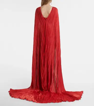 Marmar Halim Caped pleated bustier gown | Thumbnail 5