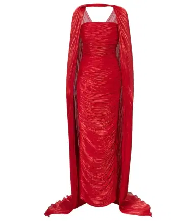 Marmar Halim Caped pleated bustier gown | Thumbnail 1
