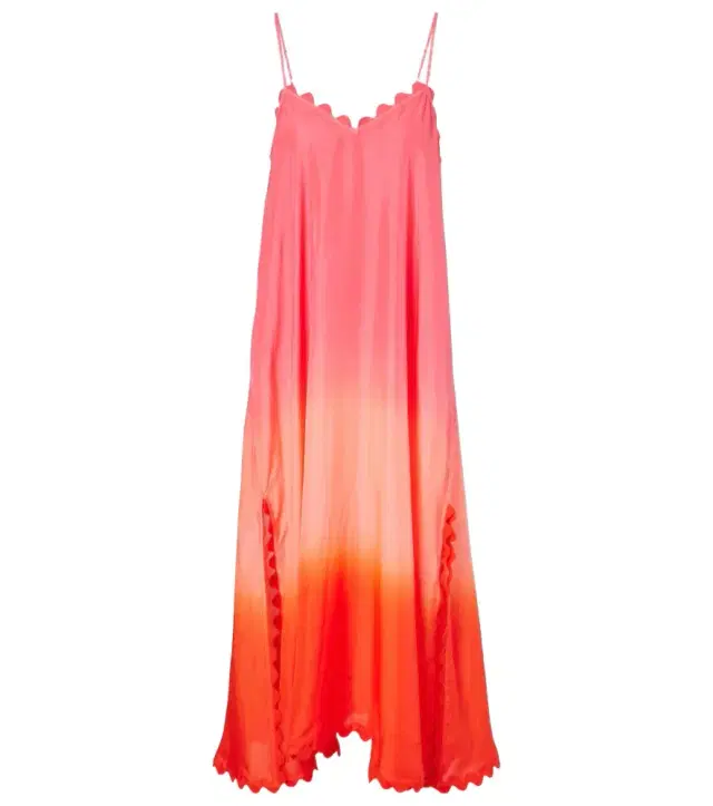 Juliet Dunn Scalloped silk slip dress