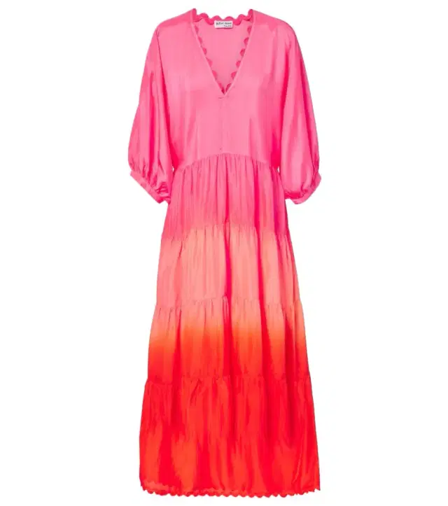 JULIET DUNN Scalloped tiered silk maxi dress