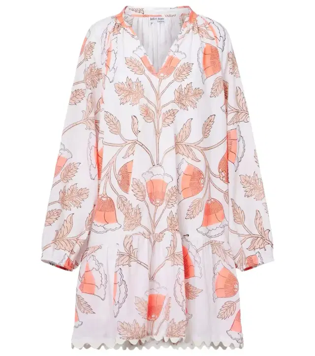 JULIET DUNN Printed scalloped cotton minidress