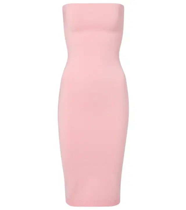 Sera strapless piqué midi dress