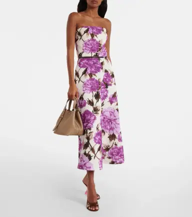 Max Mara Floral cotton-blend faillé midi dress | Thumbnail 4 Max Mara Floral cotton-blend faillé midi dress | Thumbnail 4
