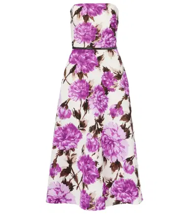 Max Mara Floral cotton-blend faillé midi dress | Thumbnail 1 Max Mara Floral cotton-blend faillé midi dress | Thumbnail 1