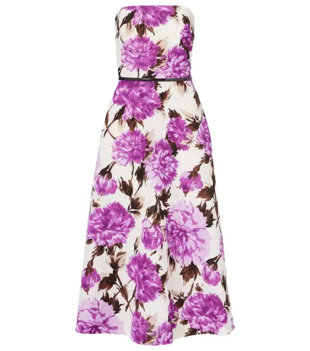 Max Mara Floral cotton-blend faillé midi dress