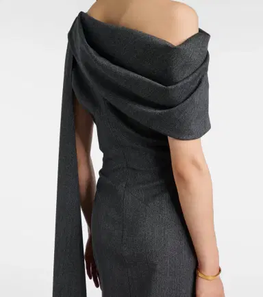 Roksanda Maite herringbone draped midi dress | Thumbnail 5 Roksanda Maite herringbone draped midi dress | Thumbnail 5