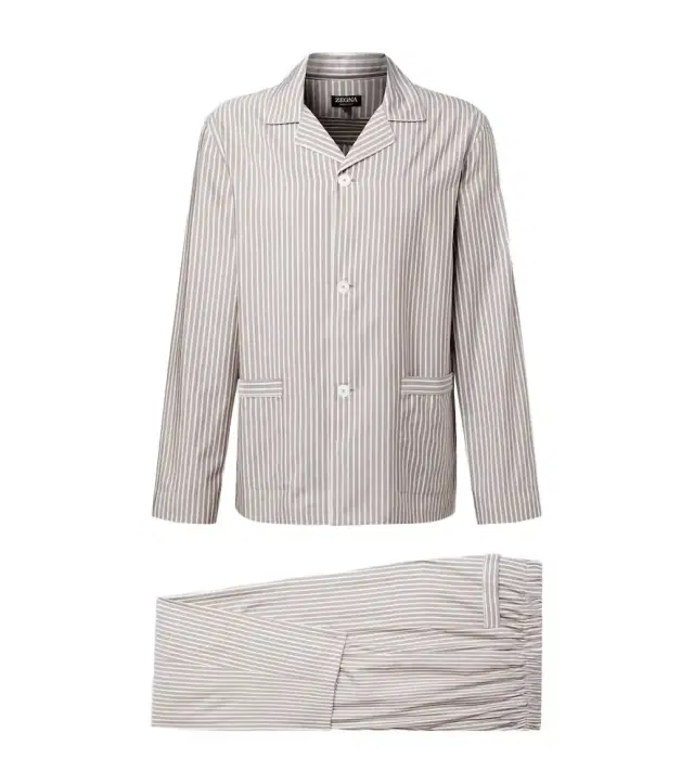 Zegna Striped silk, cotton, and cashmere pajamas