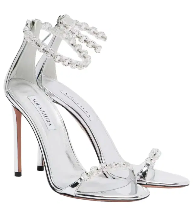 Aquazzura Bijoux 105 embellished metallic leather sandals