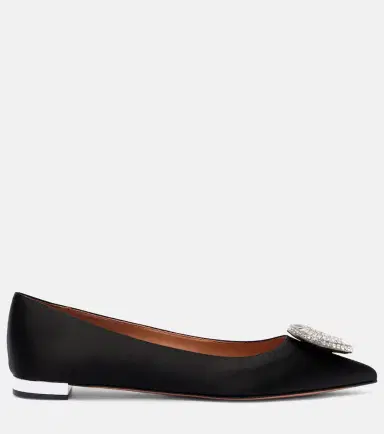 Aquazzura Crystal Hoop satin ballet flats | Thumbnail 3 Aquazzura Crystal Hoop satin ballet flats | Thumbnail 3