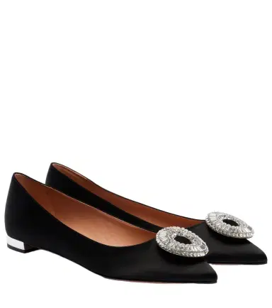 Aquazzura Crystal Hoop satin ballet flats | Thumbnail 1 Aquazzura Crystal Hoop satin ballet flats | Thumbnail 1