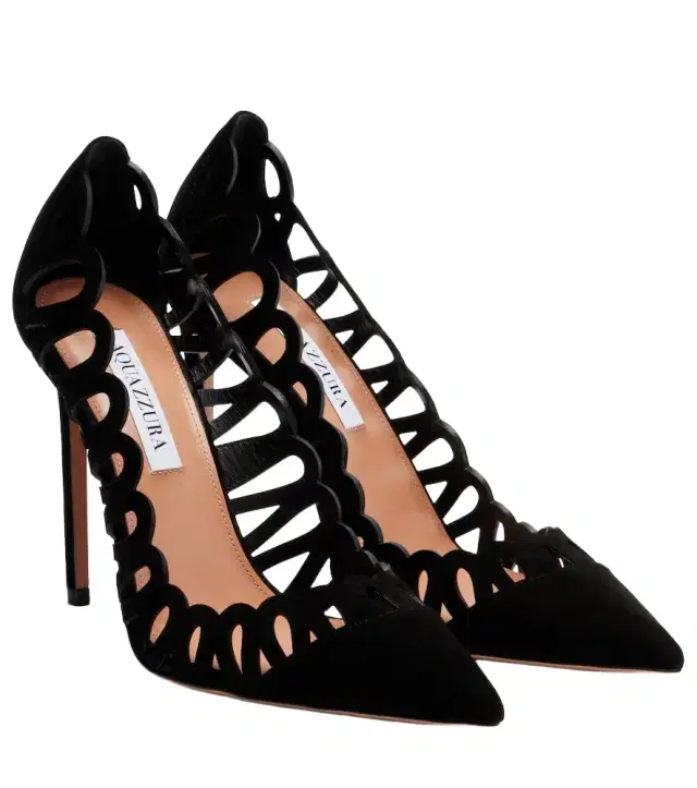 Aquazzura Peep 105 scalloped leather pumps