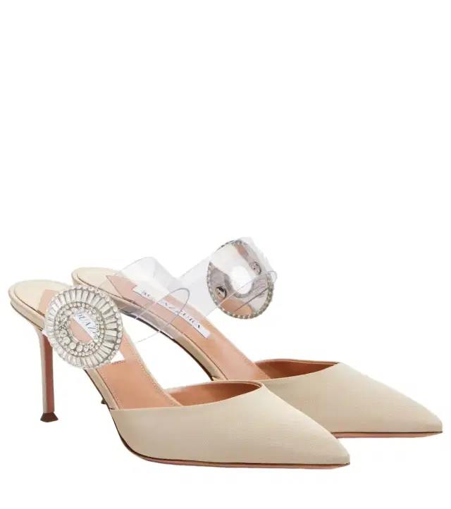 Aquazzura Crystal Hoop embellished PVC mules