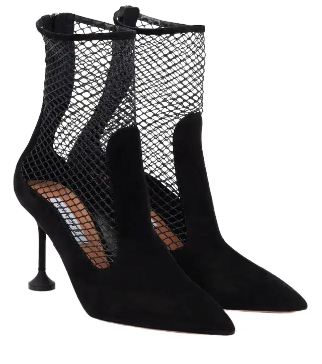 Aquazzura Dawn 85 suede and mesh ankle boots