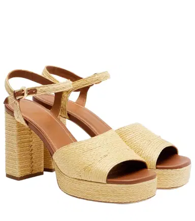 Staud Jodie raffia and leather platform sandals | Thumbnail 1 Staud Jodie raffia and leather platform sandals | Thumbnail 1