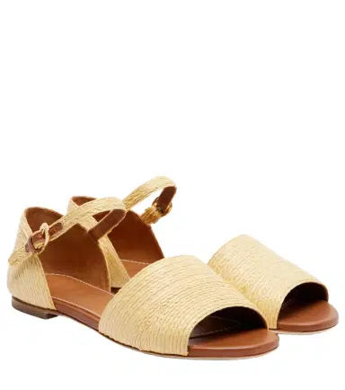 Staud Catharine raffia and leather sandals | Thumbnail 1 Staud Catharine raffia and leather sandals | Thumbnail 1