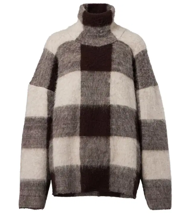 Proenza Schouler Kai checked alpaca-blend turtleneck sweater