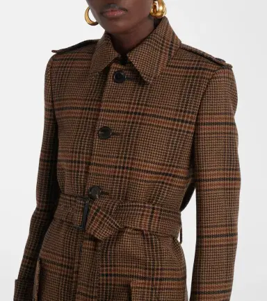 Saint Laurent Belted Prince of Wales wool coat | Thumbnail 5 Saint Laurent Belted Prince of Wales wool coat | Thumbnail 5