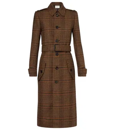 Saint Laurent Belted Prince of Wales wool coat | Thumbnail 1 Saint Laurent Belted Prince of Wales wool coat | Thumbnail 1