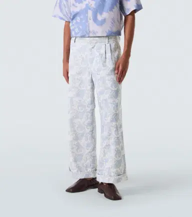 Commas Printed cotton-blend wide-leg pants | Thumbnail 3