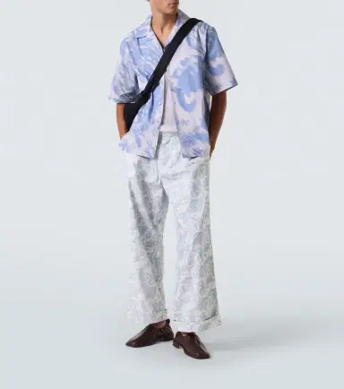 Commas Printed cotton-blend wide-leg pants | Thumbnail 4