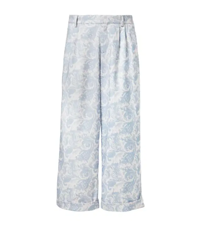 Commas Printed cotton-blend wide-leg pants