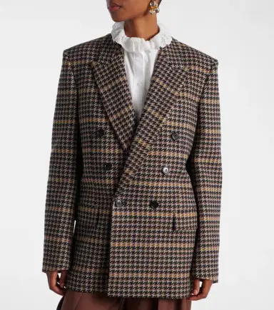 Saint Laurent Houndstooth double-breasted wool blazer | Thumbnail 2 Saint Laurent Houndstooth double-breasted wool blazer | Thumbnail 2