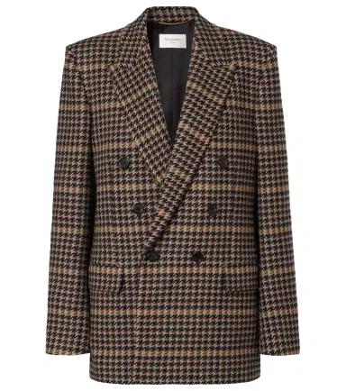 Saint Laurent Houndstooth double-breasted wool blazer | Thumbnail 1 Saint Laurent Houndstooth double-breasted wool blazer | Thumbnail 1