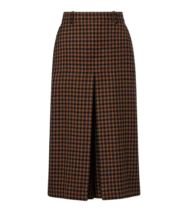 Gingham mid-rise wool culottes